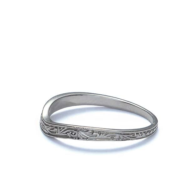14k Engraved Contoured Wedding Band #L3198 14K
