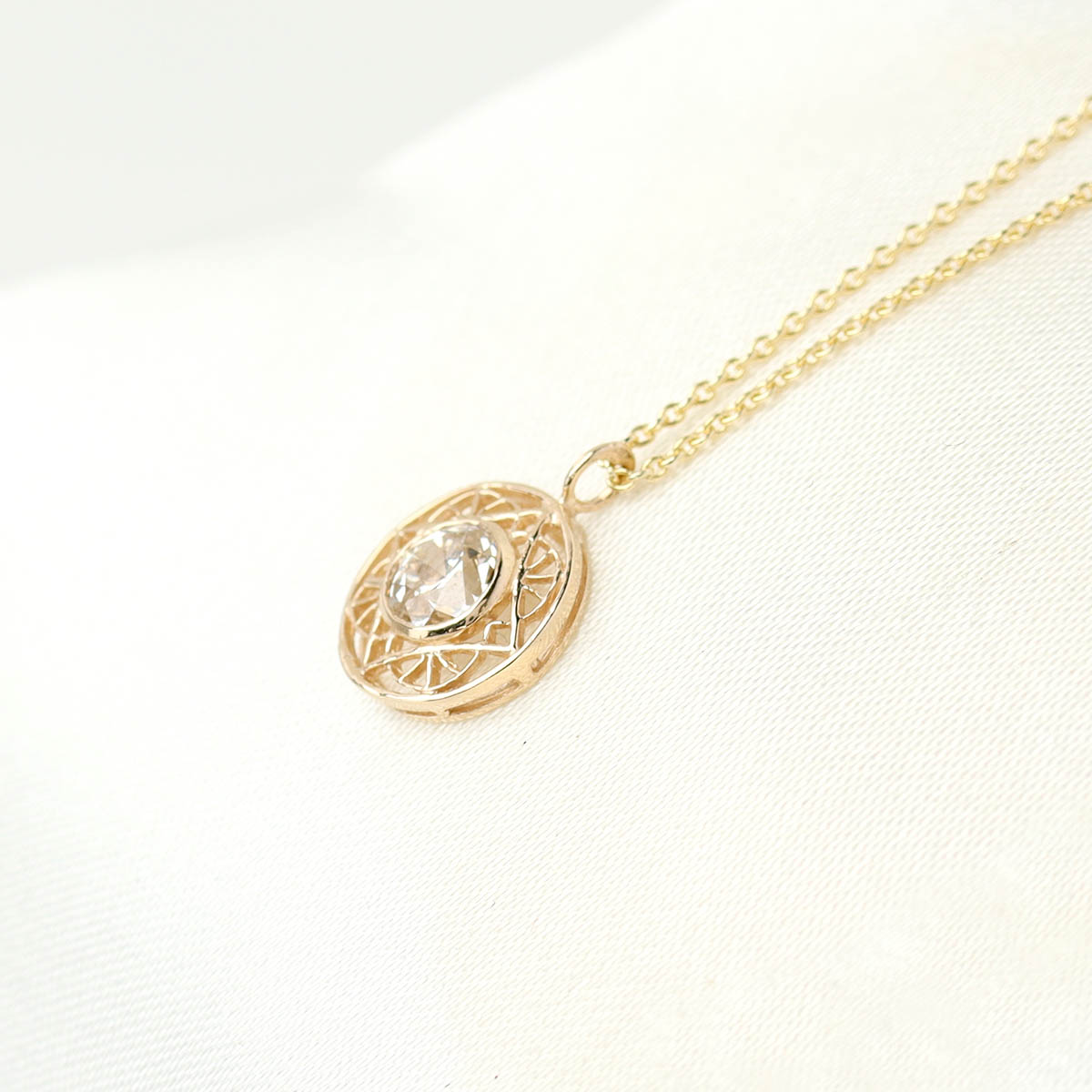 14k Yellow Gold Edwardian Reproduction Diamond Pendant Necklace #LP5025Y14-2