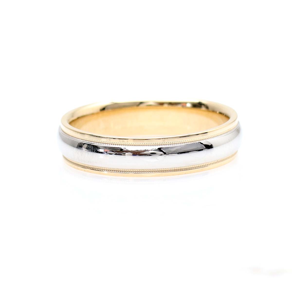 Mens Two Tone Single Millegrain Wedding Band #MBSM14TT