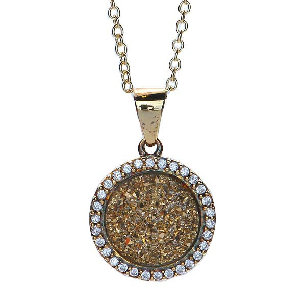 Golden Druzy Quartz Pendant #NK850-G