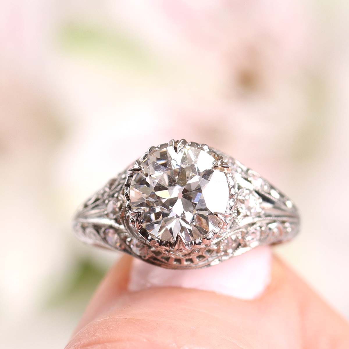 Art Déco Filigree Engagement Ring #VR220329-4