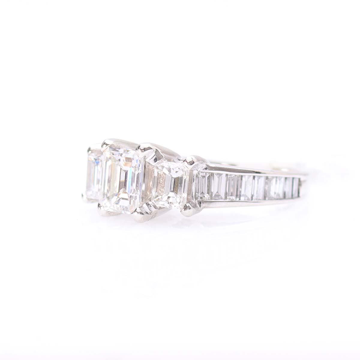 Emerald Cut Trilogy Engagement Ring #VR240308