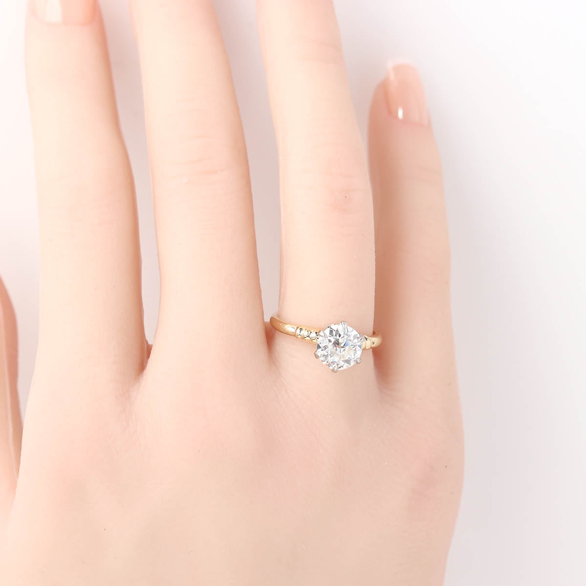 Early 20th C. Yellow Gold & Vintage Diamond Solitaire #R140612-4