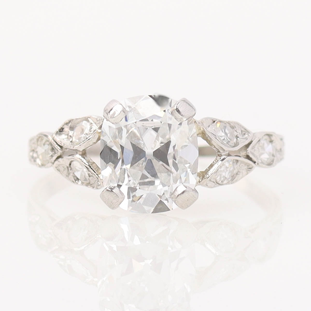 1920s Art Déco Platinum & Old Mine Cut Engagement Ring #R495-03
