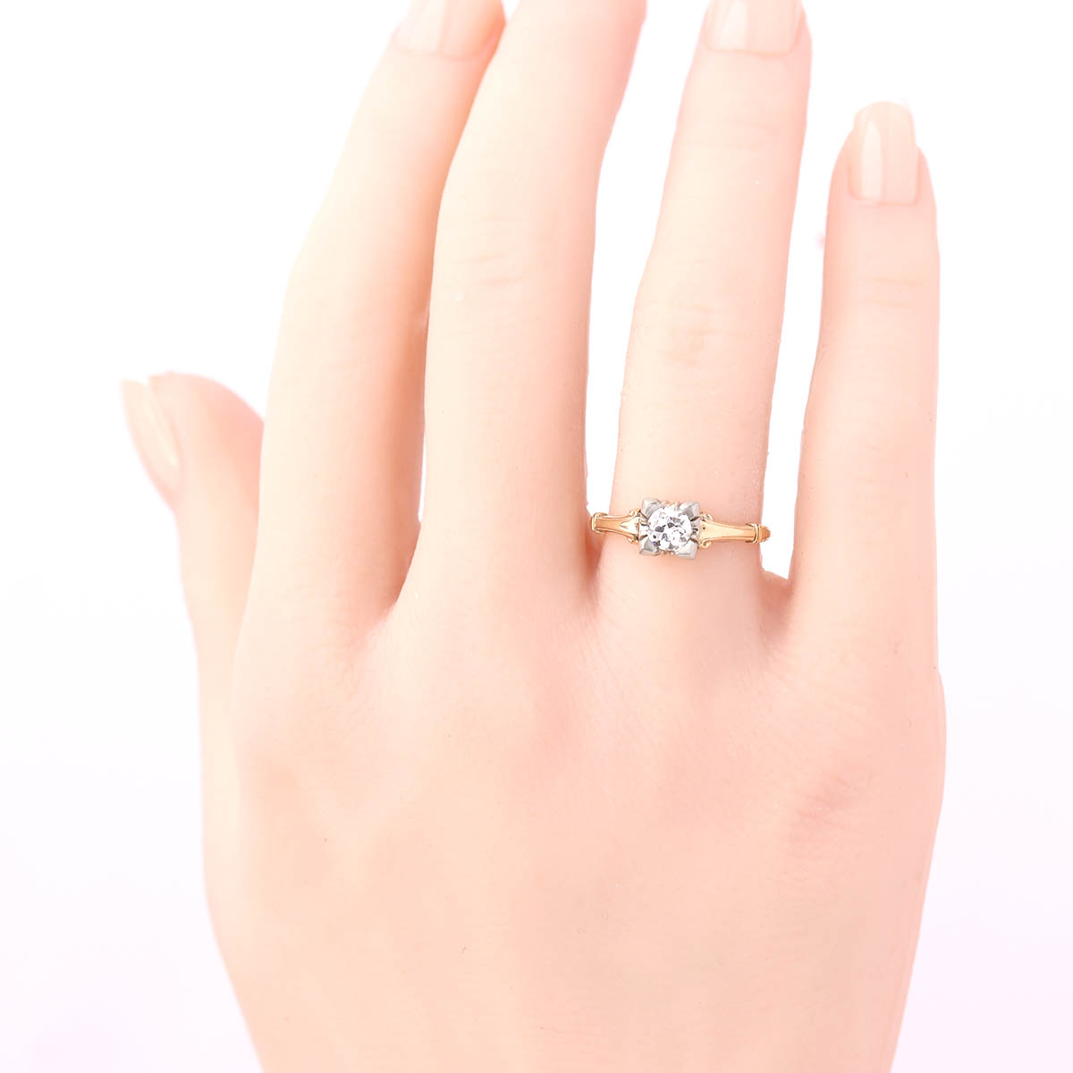 1930s 14k Gold & Old European Cut Diamond Engagement Ring #R522-03