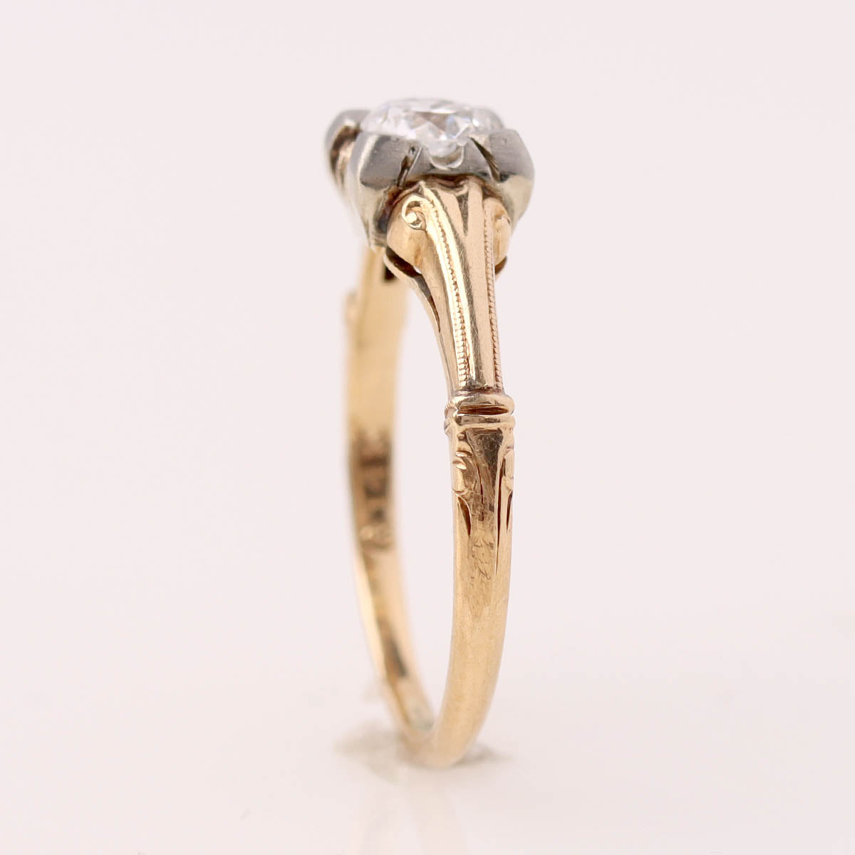 1930s 14k Gold & Old European Cut Diamond Engagement Ring #R522-03