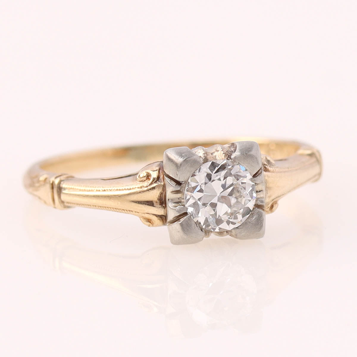 1930s 14k Gold & Old European Cut Diamond Engagement Ring #R522-03