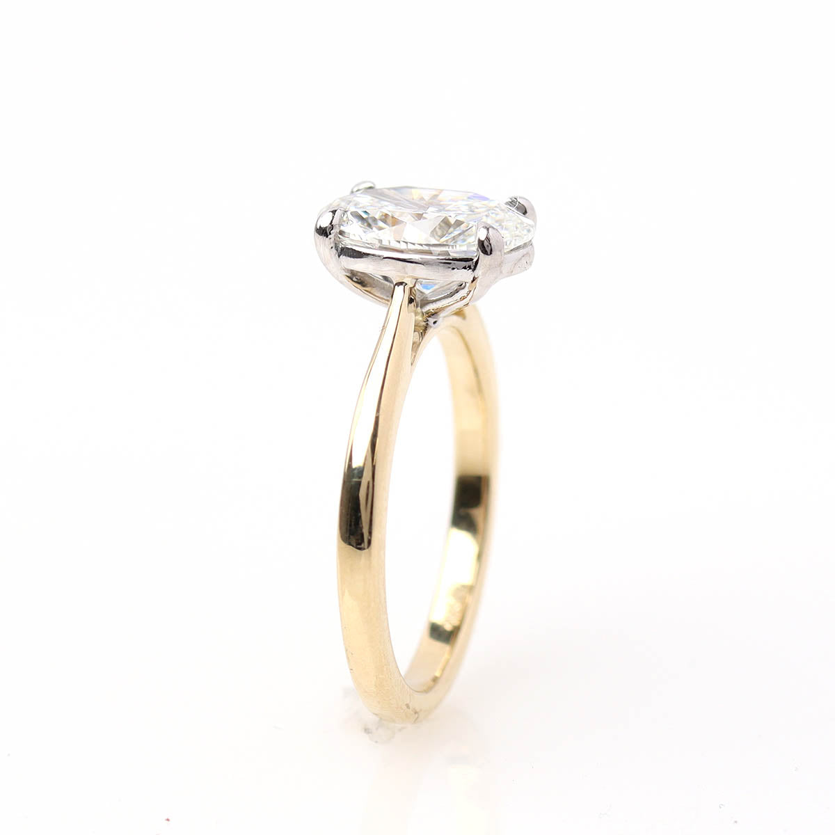 Oval Diamond Engagement Ring Crafted in Yellow Gold and Platinum #3780-1