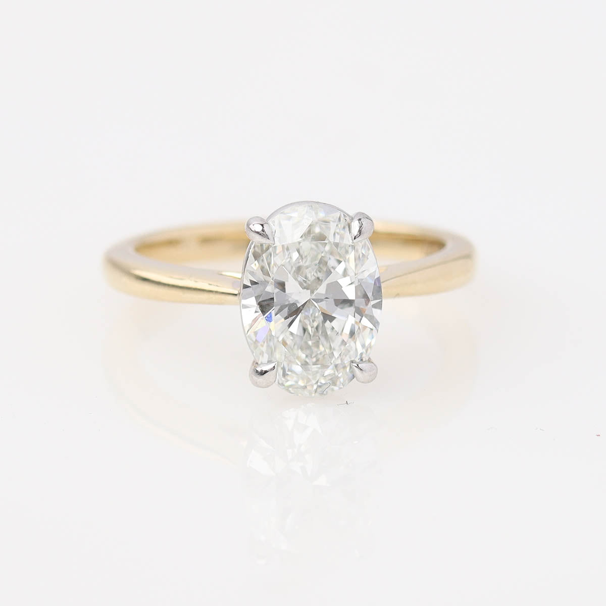 Oval Diamond Engagement Ring Crafted in Yellow Gold and Platinum #3780-1