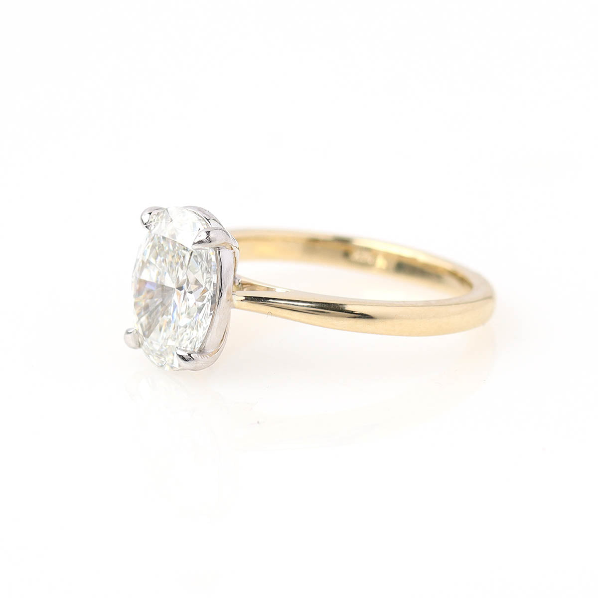 Oval Diamond Engagement Ring Crafted in Yellow Gold and Platinum #3780-1