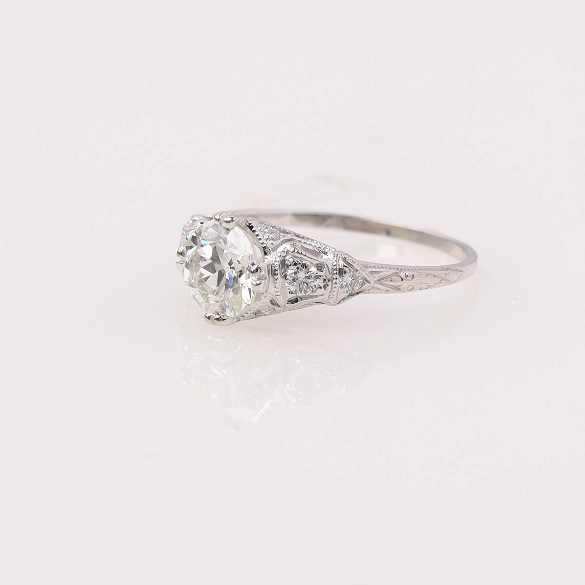 Art Deco Old European Cut Diamond Engagement Ring #VR2635