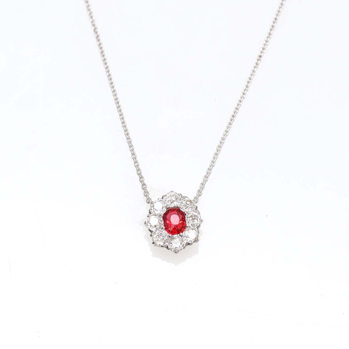 Edwardian Spinel and Diamond Cluster Pendant #VP151031-07