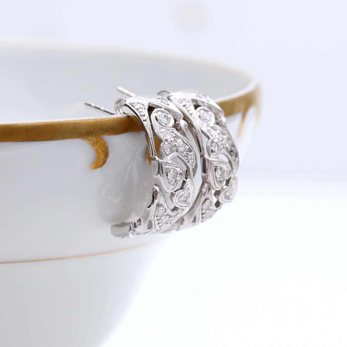 Art Déco Platinum and Diamond Earrings #VE10202-03