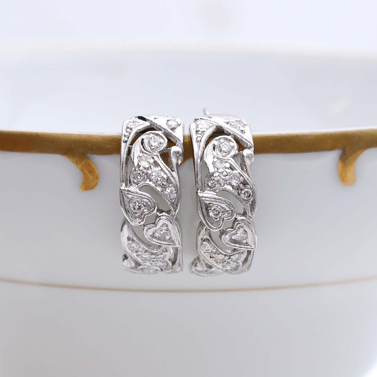 Art Déco Platinum and Diamond Earrings #VE10202-03