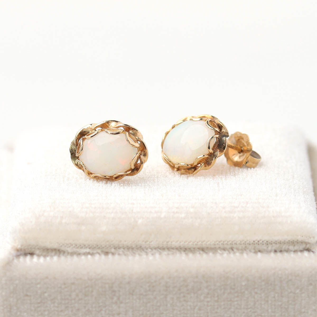 Opal and 14k Yellow Gold Earrings #VE240421