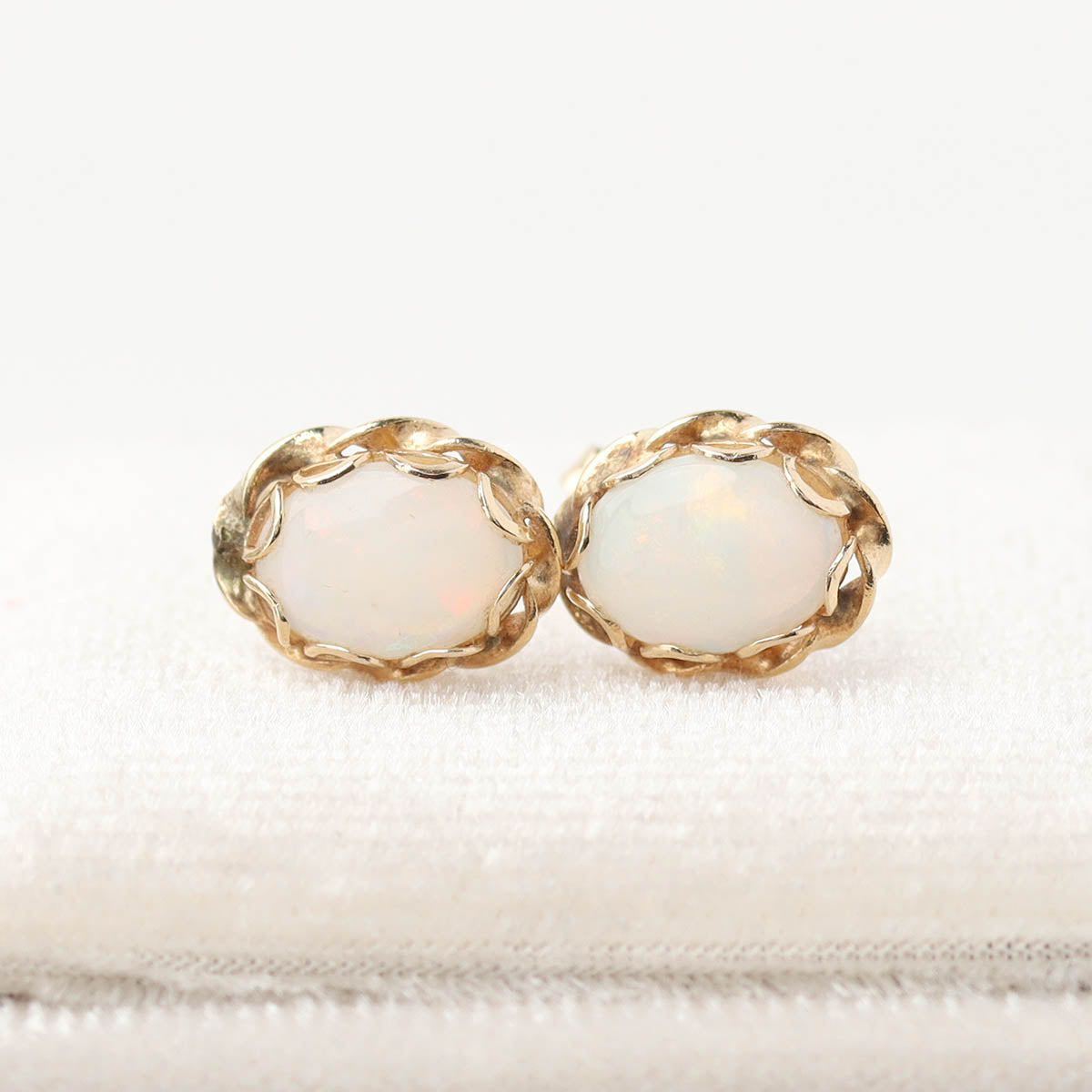 Opal and 14k Yellow Gold Earrings #VE240421