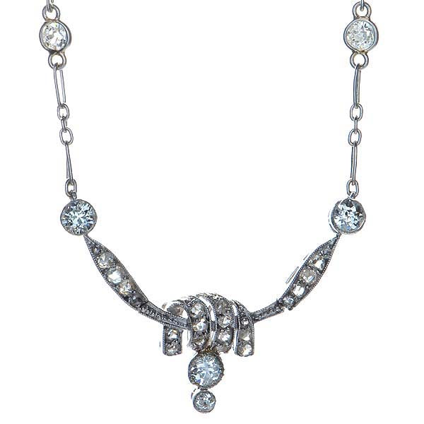 Art Deco Diamond Cascade Necklace #VN170210-01