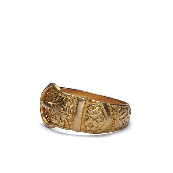 English Antique 18k Yellow Gold Buckle Ring #VR0125-07