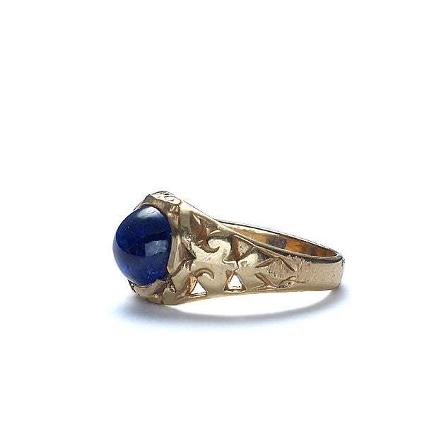 Art Nouveau Cabochon sapphire ring. #VR0414-04