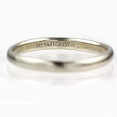 Midcentury 14k White gold wedding band #VR10325-01