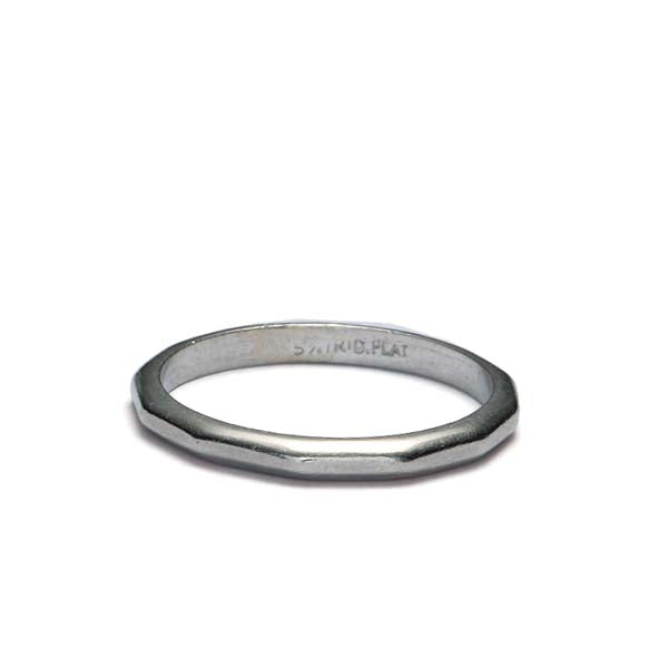 Vintage Facet-top Platinum wedding band #VR140811-01a