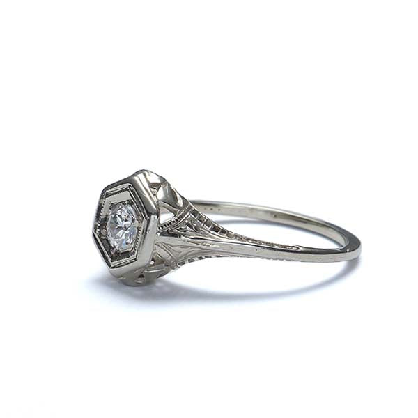 Early Art Deco Diamond Solitaire Engagement Ring #VR150604-01 - Leigh Jay & Co