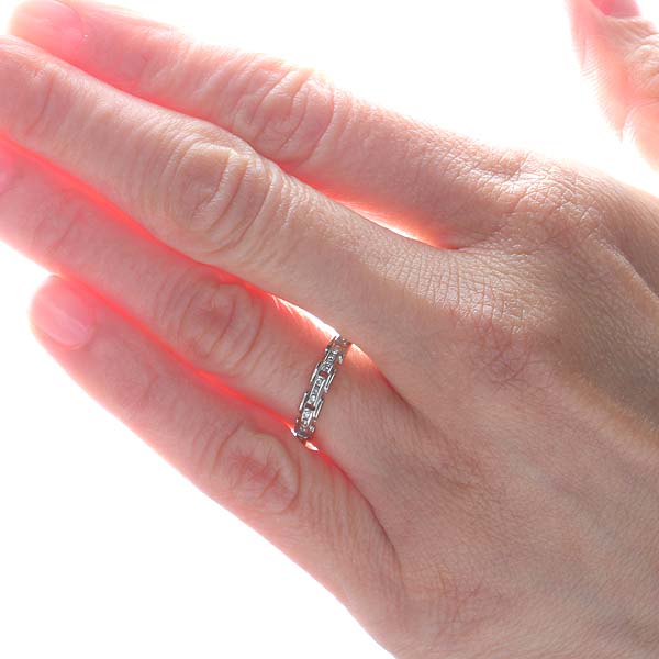 Art Déco 18k White Gold & Diamond Circa 1932 Wedding Band #VR150708-03