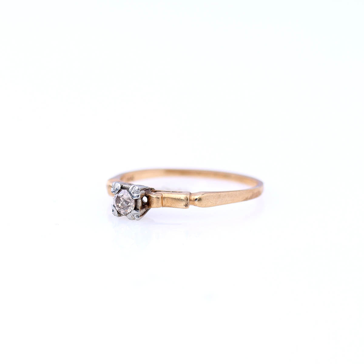 Art Déco 14k Gold & Champagne Diamond Engagement Ring #