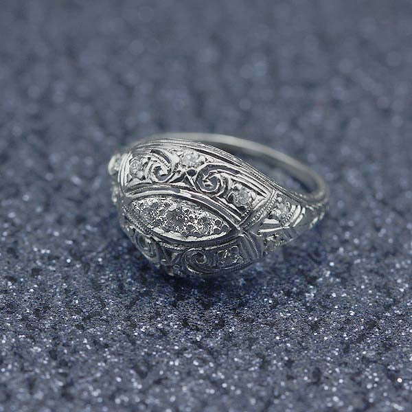 Art Déco Diamond Dome Ring #VR150917-02 - Leigh Jay & Co