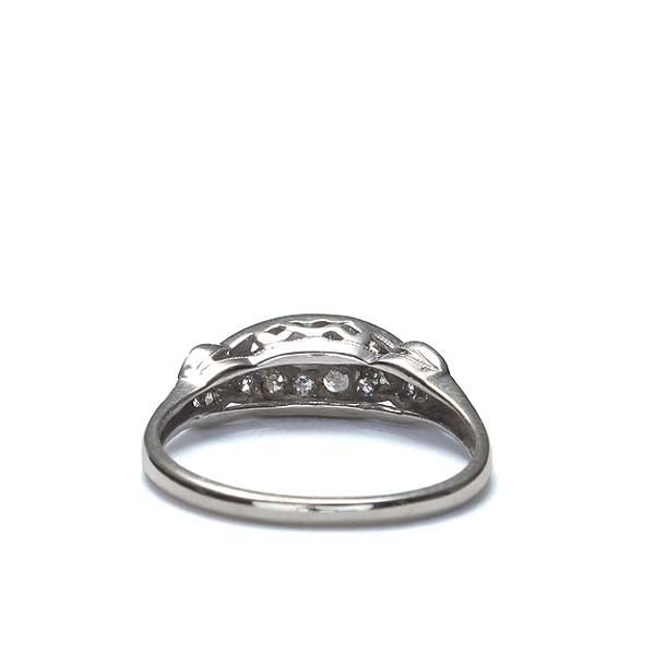 Art Déco 14k White Gold & Diamond Wedding Band #VR151031-01