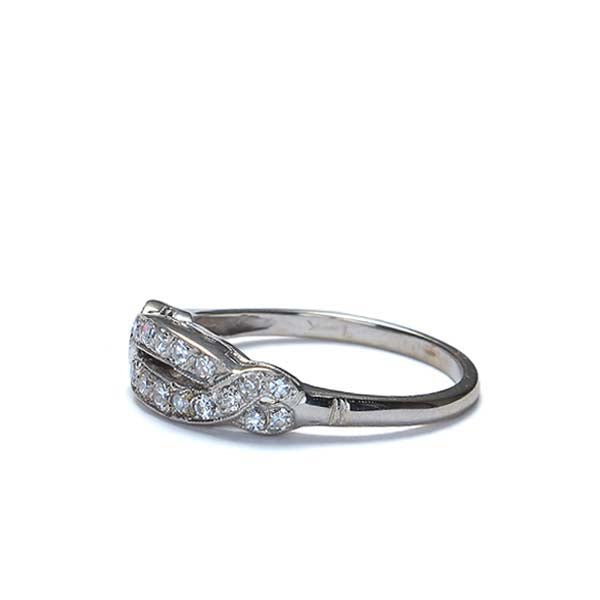 Art Déco 14k White Gold & Diamond Wedding Band #VR151031-01