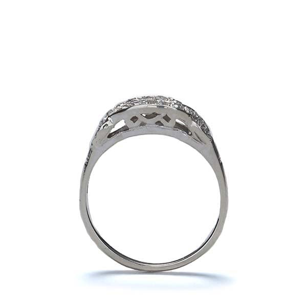 Art Déco 14k White Gold & Diamond Wedding Band #VR151031-01