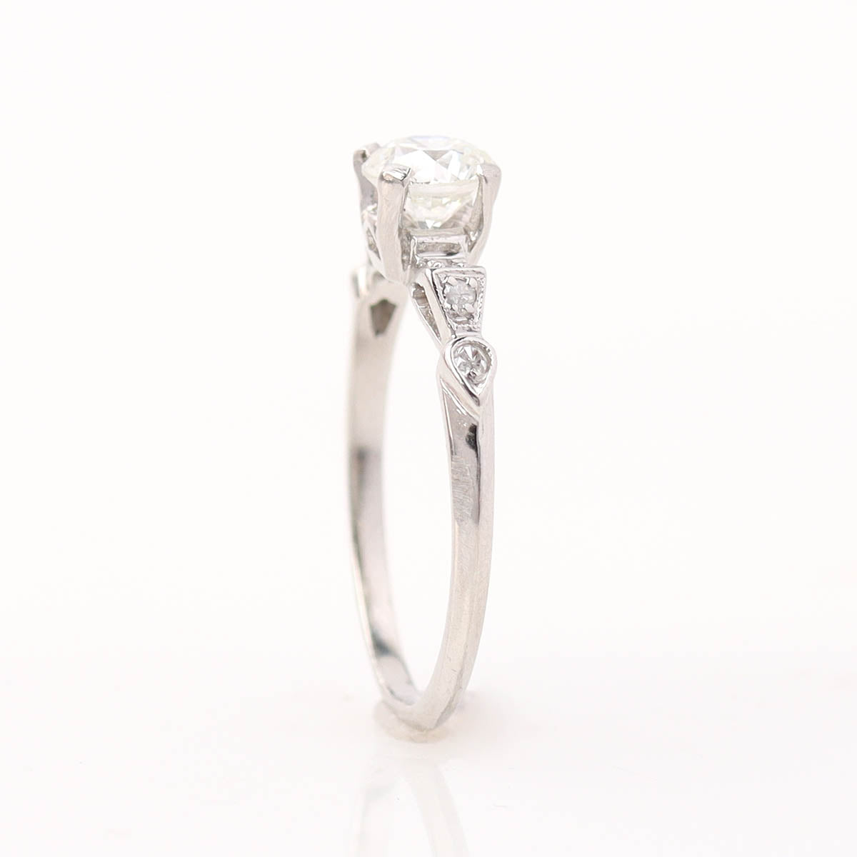 Art Déco Platinum and Old European Cut Diamond Engagement Ring #R160212-04