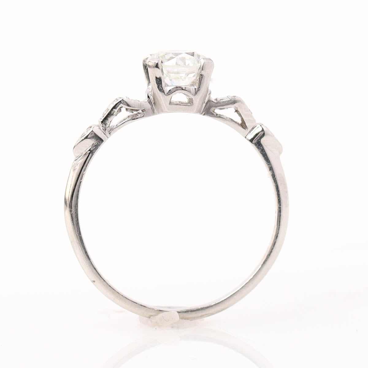 Art Déco Platinum and Old European Cut Diamond Engagement Ring #R160212-04