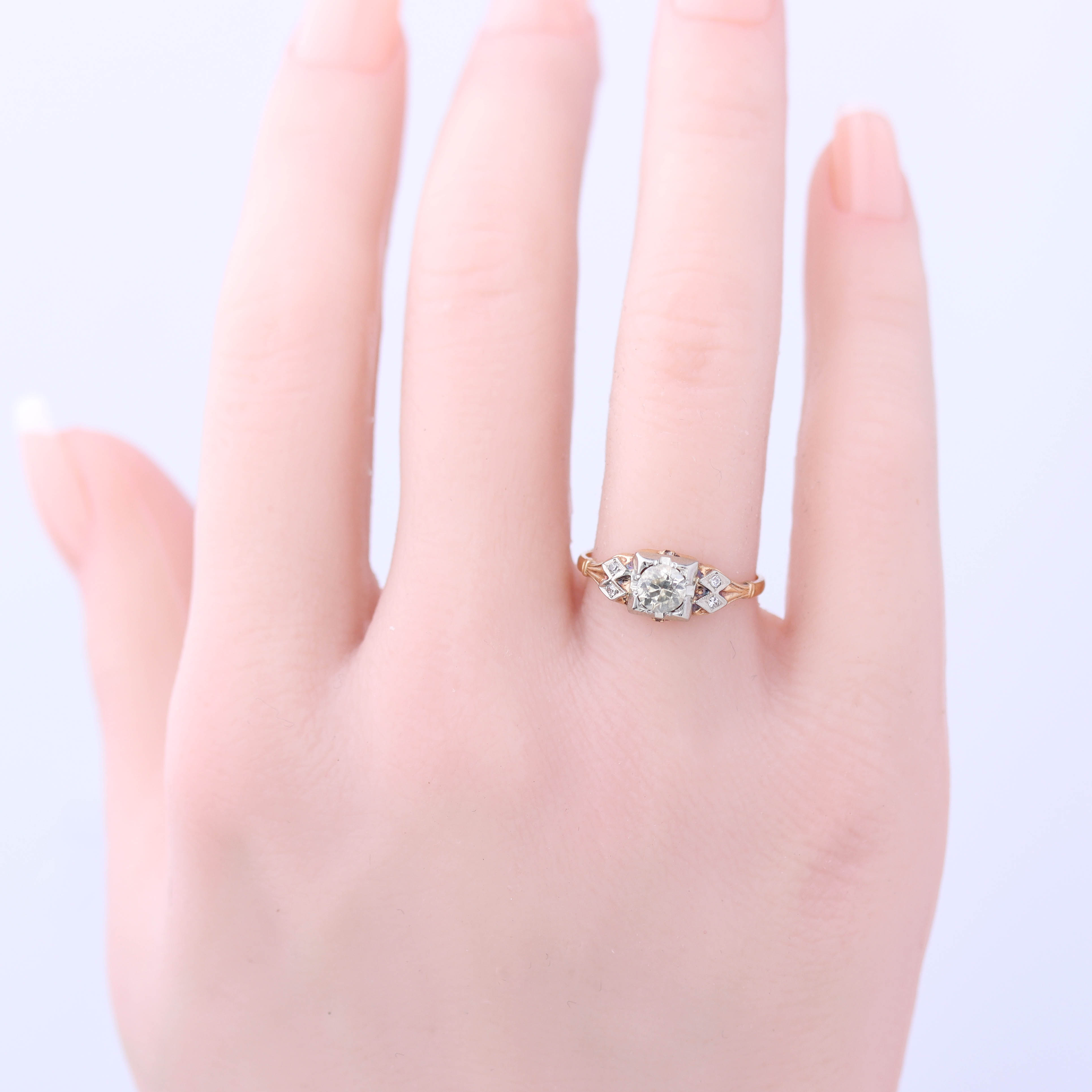 Vintage Two-Tone Art Déco Engagement Ring #VR170829-5