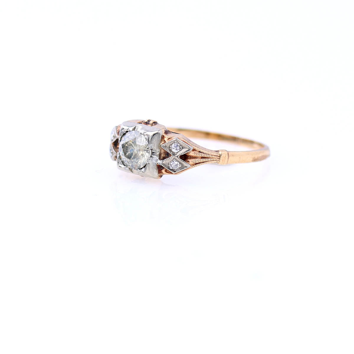 Vintage Two-Tone Art Déco Engagement Ring #VR170829-5