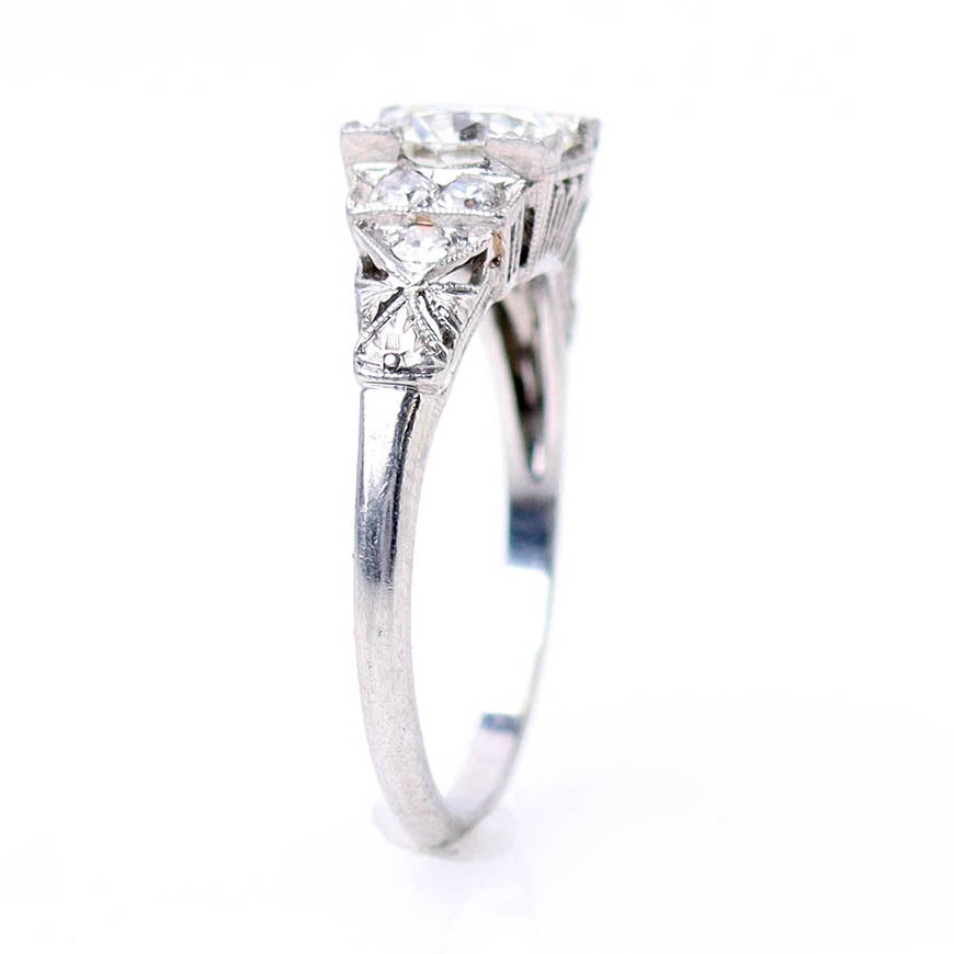 1920s Art Déco Platinum Engagement Ring #VR180821-1A