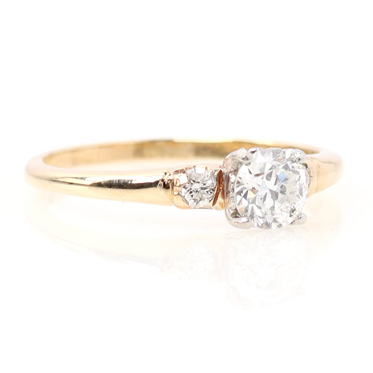 1940s 14k Yellow Gold & Diamond Engagement Ring #VR240906-4