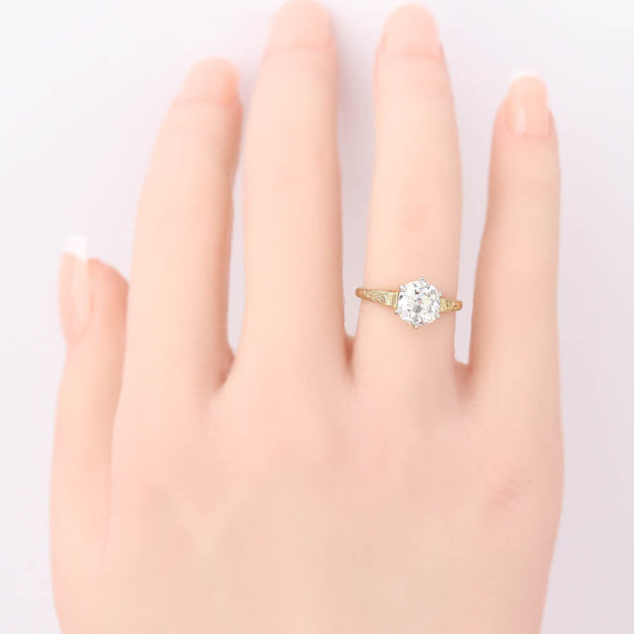 Early 20th C. Engraved Gold Solitaire Engagement Ring #VR260227