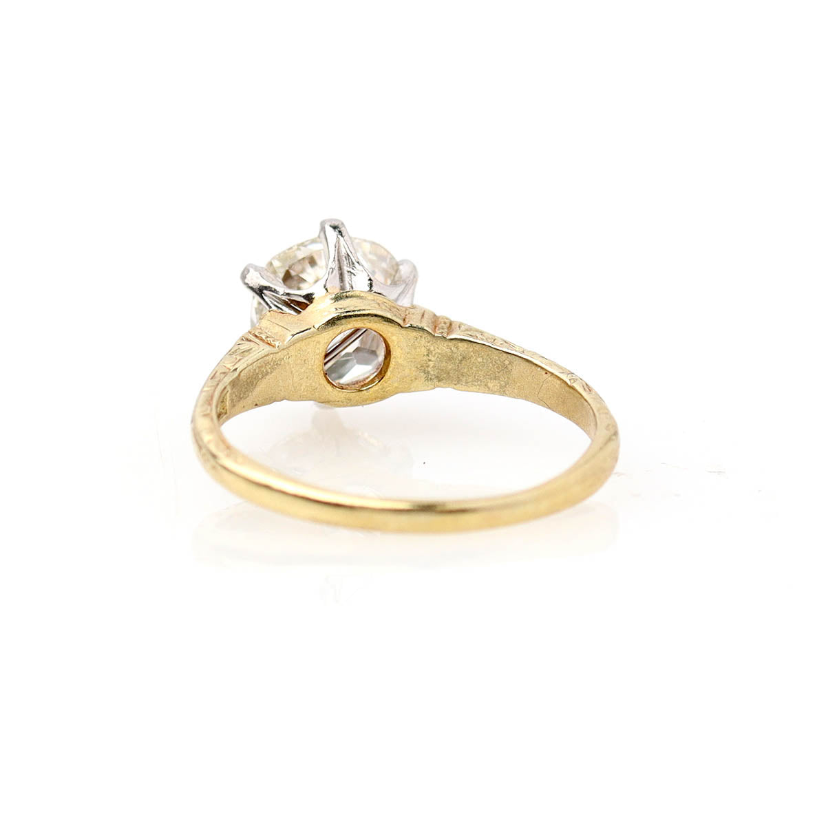 Early 20th C. Engraved Gold Solitaire Engagement Ring #VR260227