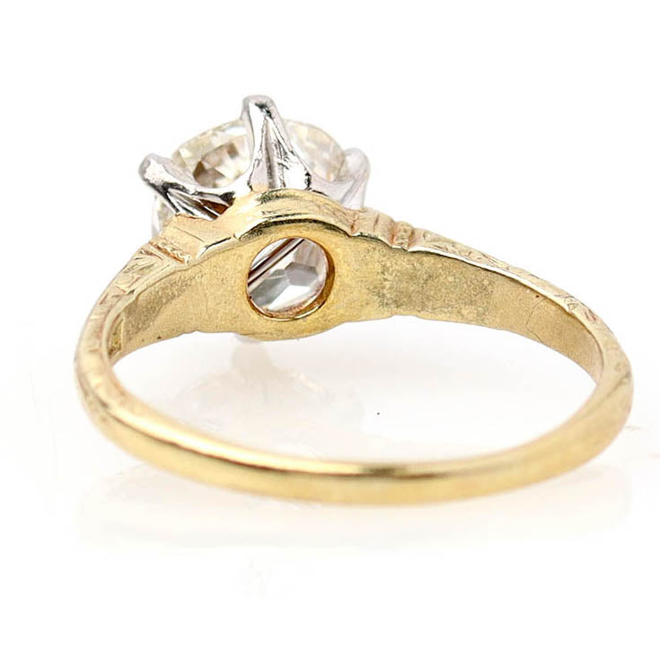 Early 20th C. Engraved Gold Solitaire Engagement Ring #VR260227