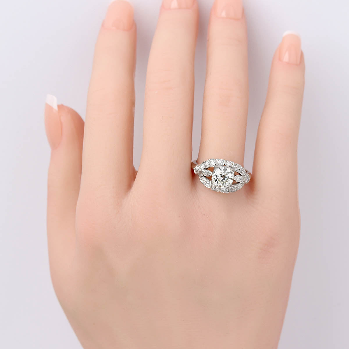 Art Déco Old European Cut Diamond & Platinum Engagement Ring #VR260512