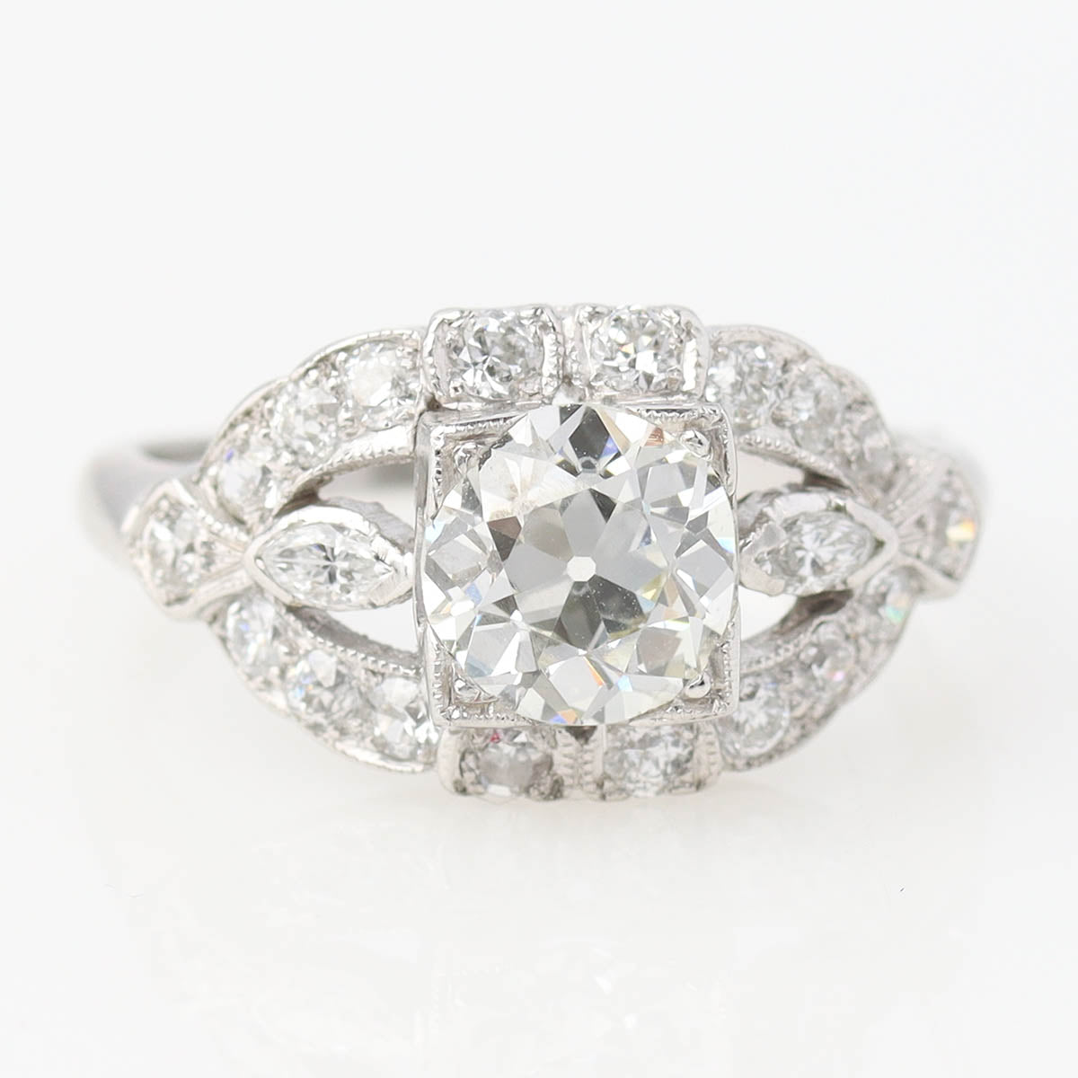 Art Déco Old European Cut Diamond & Platinum Engagement Ring #VR260512