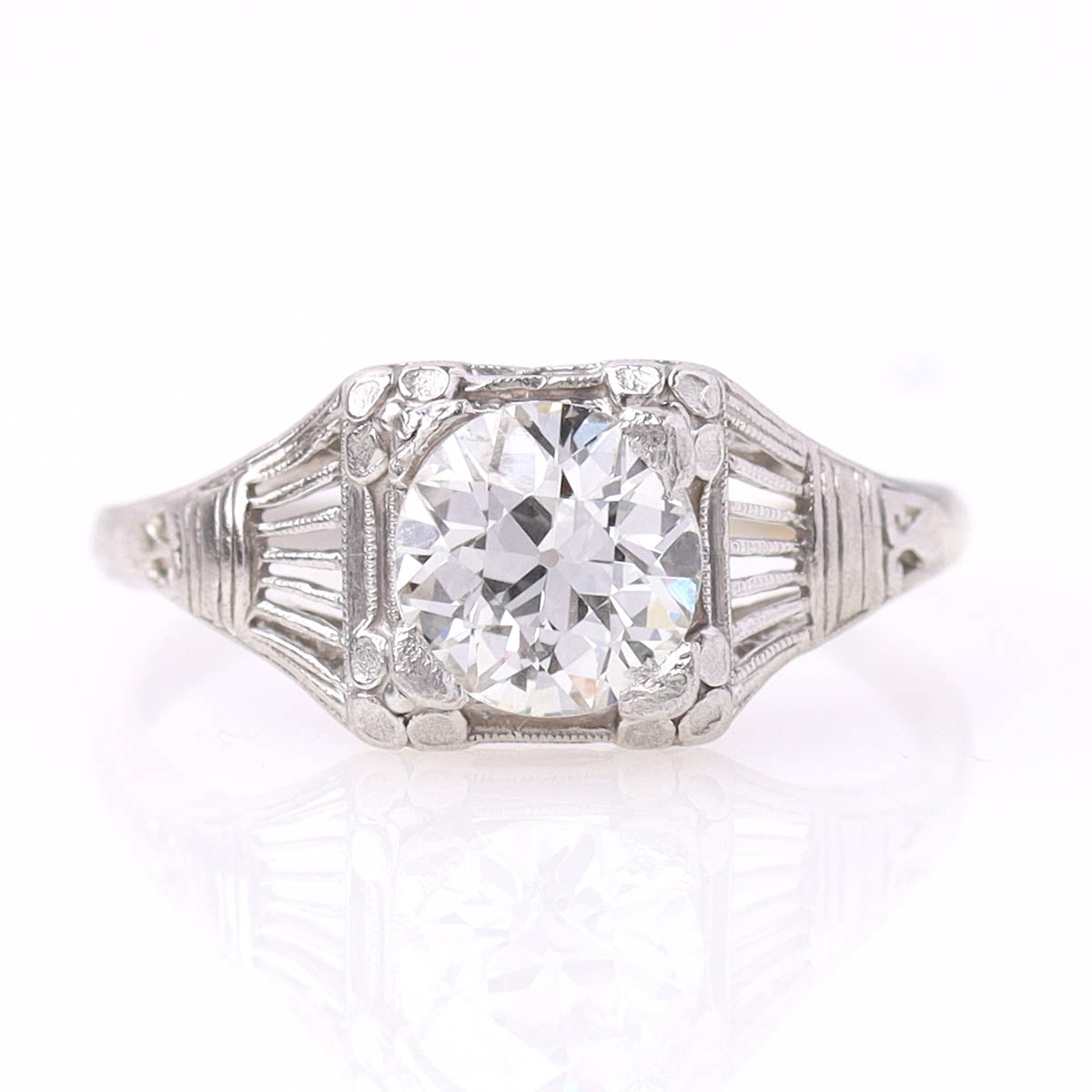 Antique Old European Cut Diamond & Platinum Engagement Ring #VR260611-2