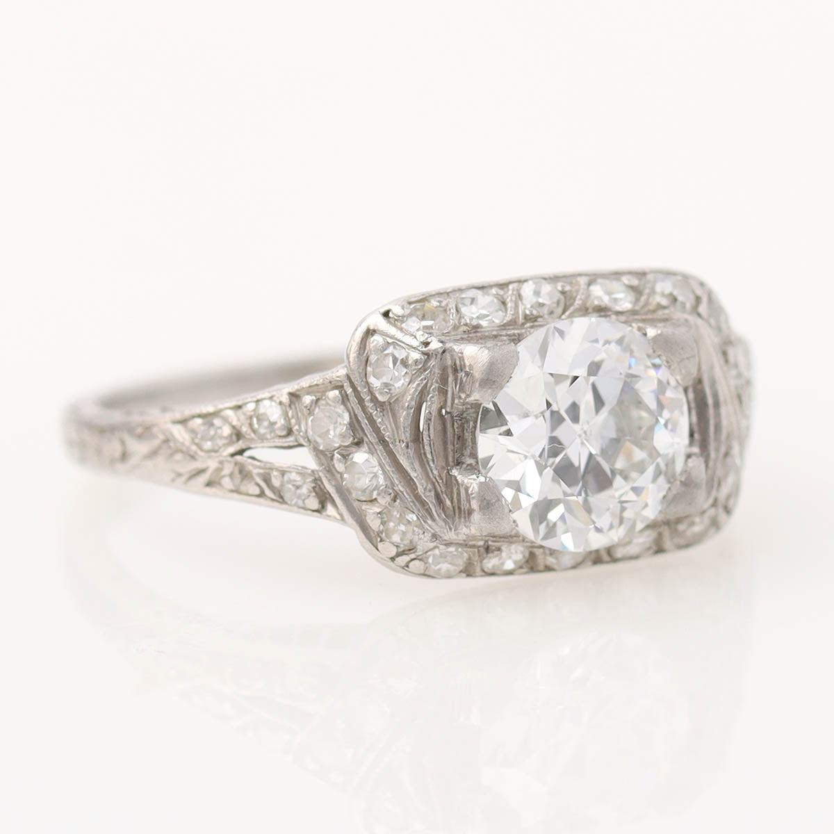 Art Déco 1920s Platinum & Diamond Engagement Ring #VR260611-4