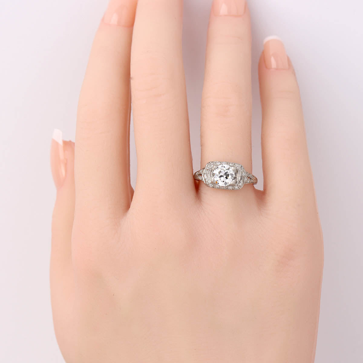 Art Déco 1920s Platinum & Diamond Engagement Ring #VR260611-4