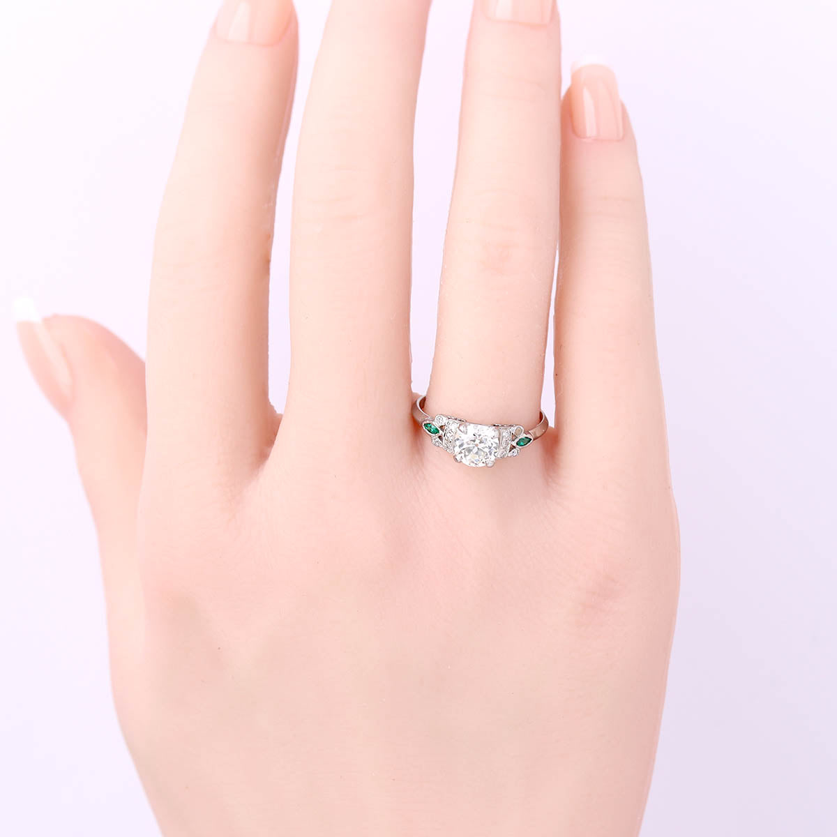 Art Déco Platinum and Diamond Vintage Engagement Ring #VR260611-6