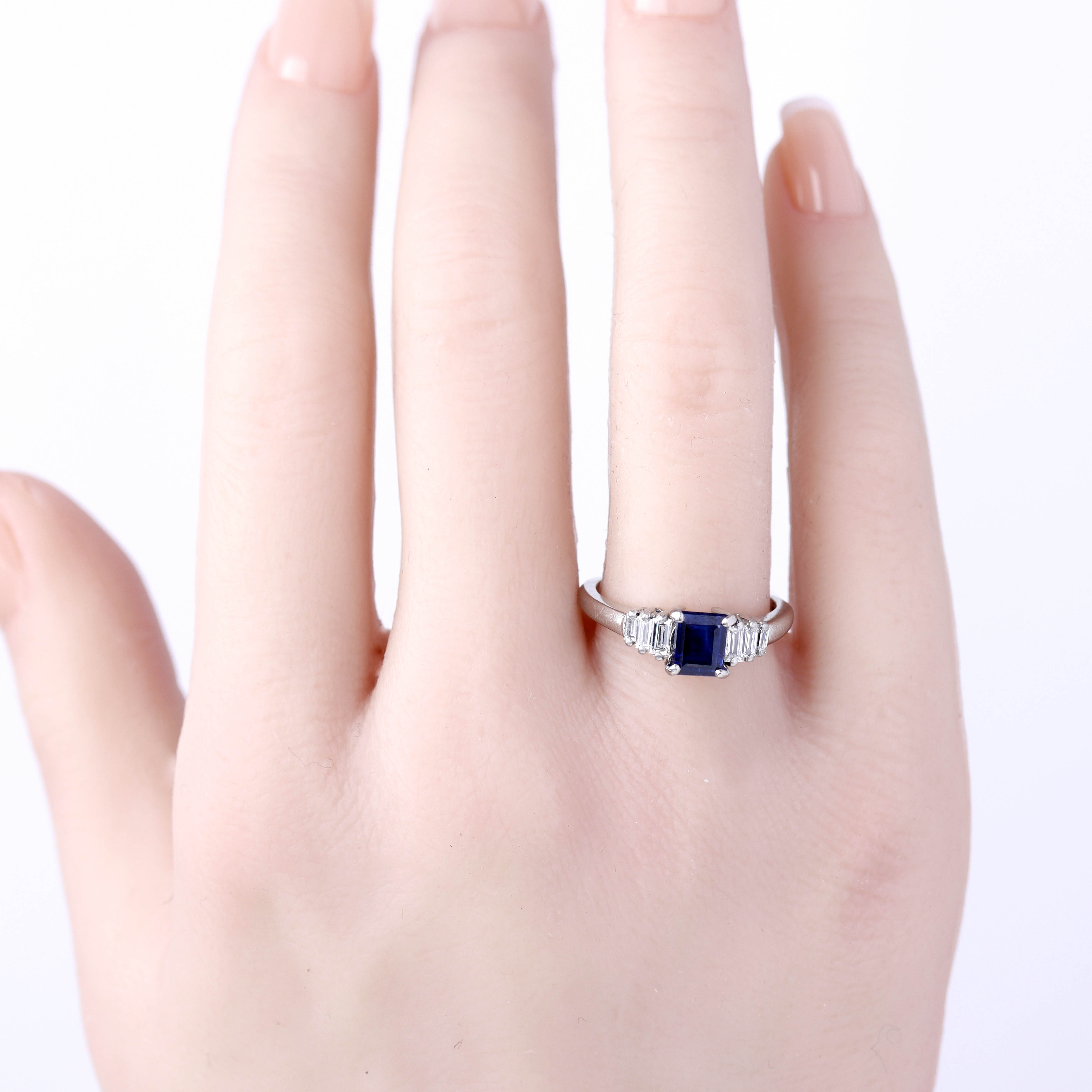 Sapphire & Diamond Art Déco Engagement Ring #VR260611-1