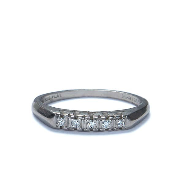 Platinum Diamond Vintage Wedding Band - by Masterpiece #VR464-04