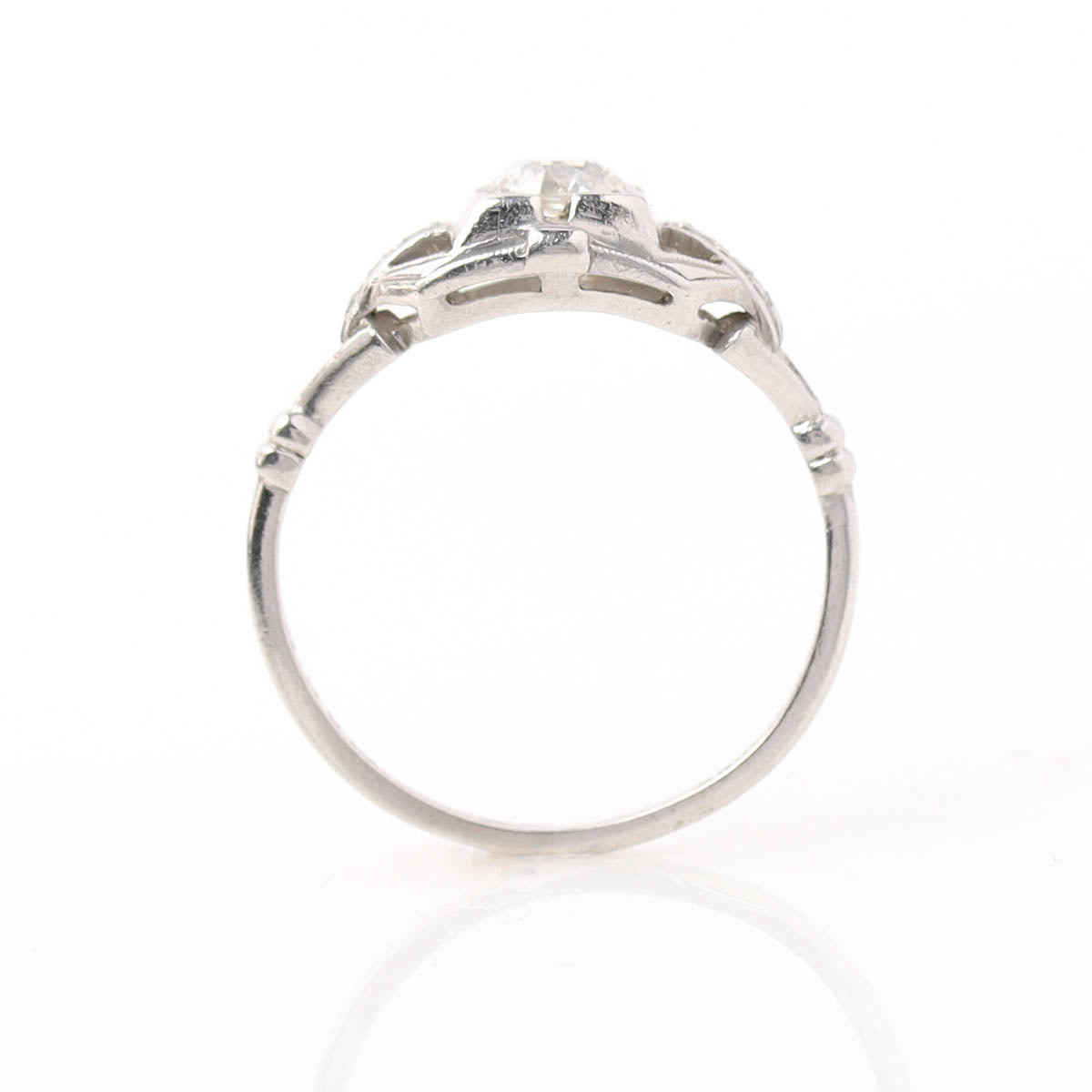 1920s Platinum & Old European Cut Diamond Engagement Ring #VR537-03